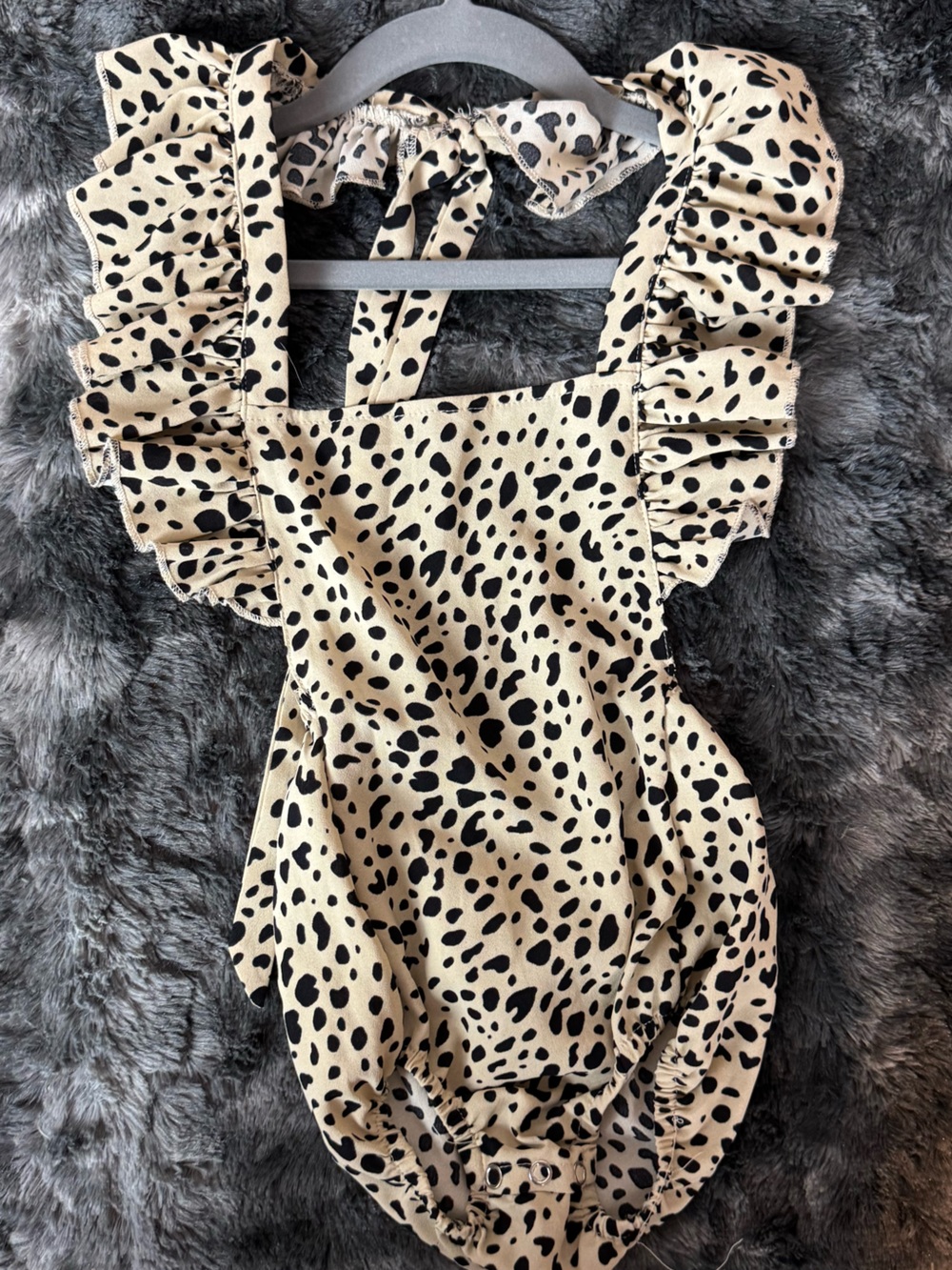 Bailey’s Blossoms Dalmatian Spot Ruffle Romper
